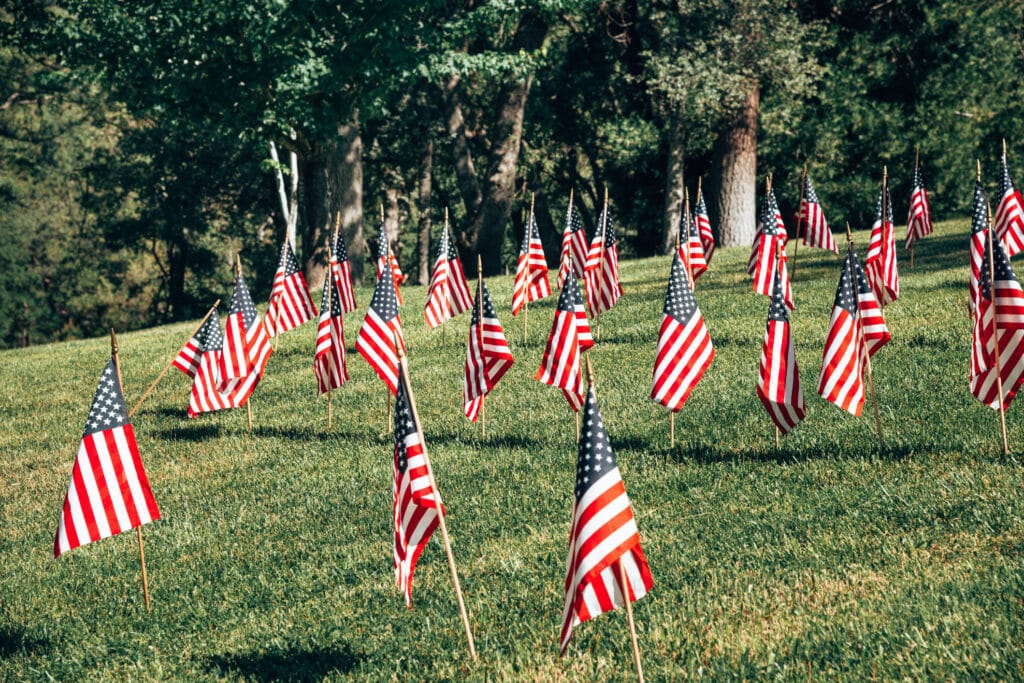 Memorial Day flags planted