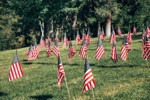 Memorial Day flags planted